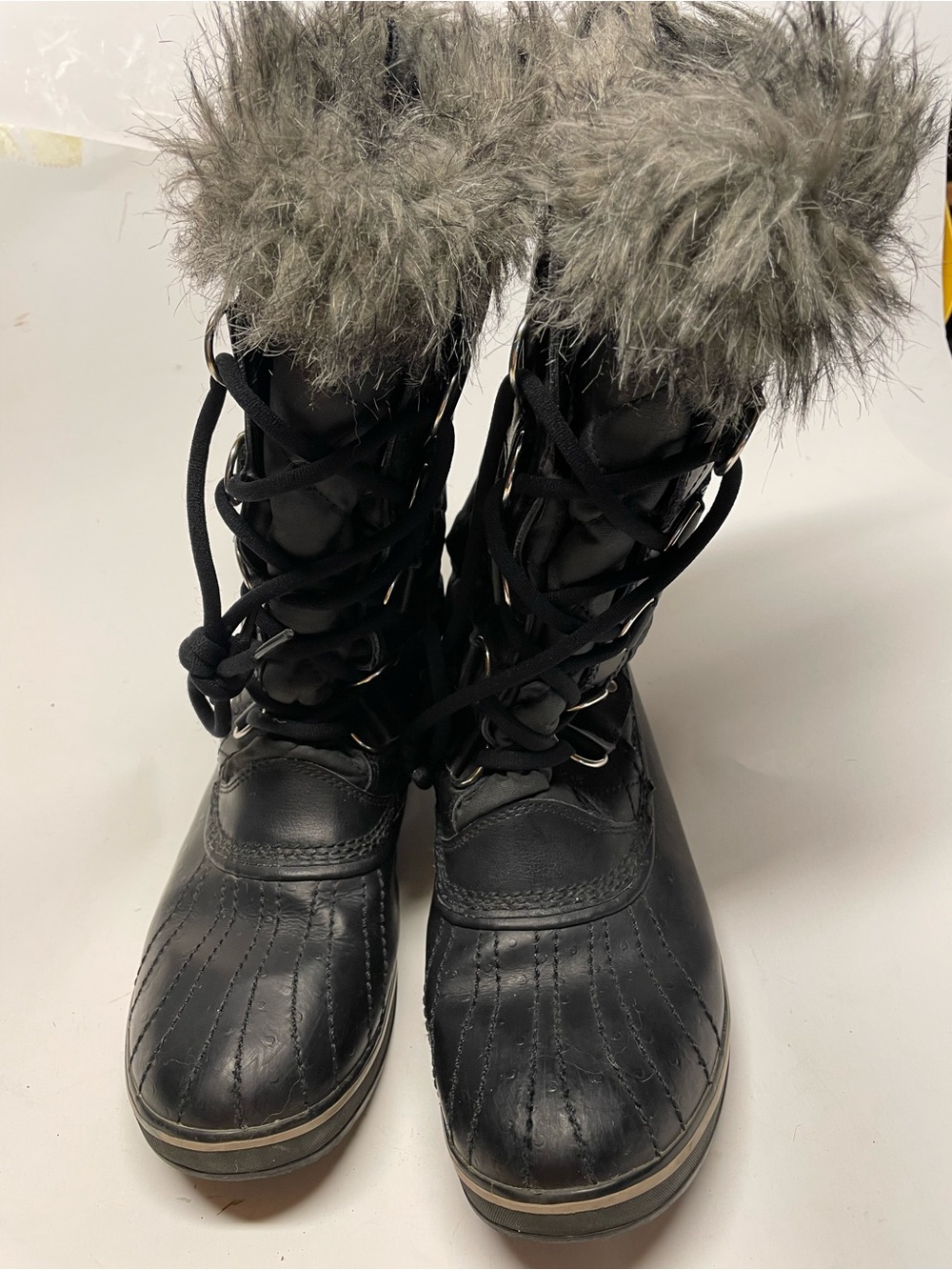 Sorel Tofino Black Quilted Faux Fur Trim Waterproof Winter Snow Boots Womens 9.5